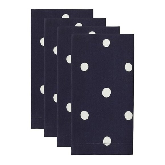 KATE SPADE Charlotte Street Napkins Navy White Polka Dot 4 - Picture 14 of 14